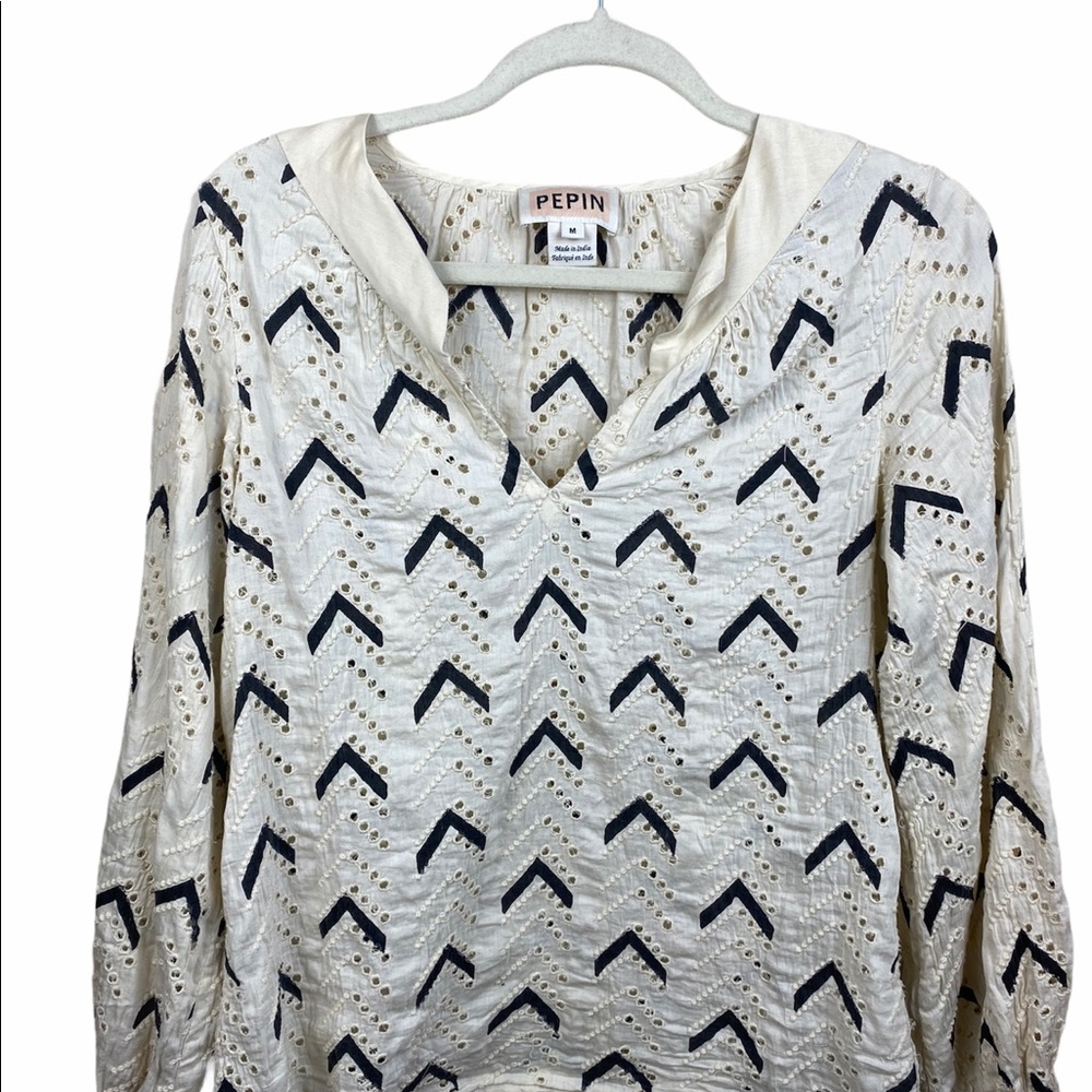Anthropologie Eyelet Chevron Blouse